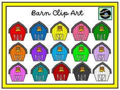 the barn clip art is colorful and has different colors on it, as well as numbers