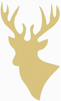 the silhouette of a deer with antlers on it's head is shown in gold