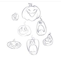 an image of halloween pumpkins drawn in pencil