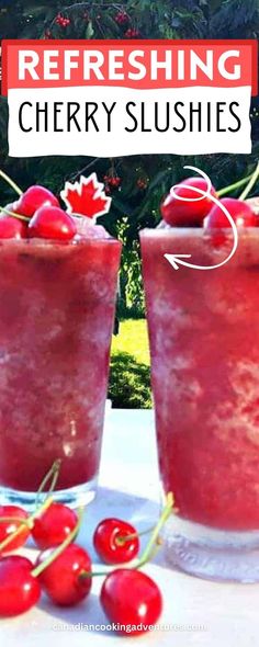 Refreshing homemade cherry slushies Cherry Icee Recipe, Cherry Slushie Recipe, Ninja Slushie Machine Recipes, Healthy Slushies, Slushies Recipes, Cherry Slushie, Slush Drinks, Vodka Sunrise