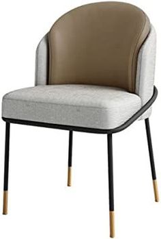 an upholstered chair with black legs and a beige seat cushion, viewed from the front