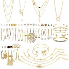 *Various Stylesthe Set Has 4 Gold Necklaces,10 Gold Bracelets,24 Gold Layered Ball Dangle Hoop Stud Earrings. Light Weight, Good Quality, No Harm To Your Body. *Perfect Designmade Of High Quality Alloy. High Color Endurance. Very Environmental Protection. Each Of Them Is Very Light And Will Not Put Any Burden On Your Ears, Neck And Arm. *Easy Matchthe Set Has Various Styles And They Are Very Matched, Which Can Be Used In The Various Occasion In Parties, Wedding Wearing, Daily Life, Work, Holiday Valentines Birthday Party, Gold Jewelry Set, Vacation Jewelry, Gold Jewelry Sets, Packing Jewelry, Multi Layer Necklace, Women's Jewelry Sets, Hoop Earring Sets, Style Punk