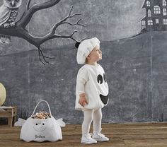 Baby Ghost Costume | Pottery Barn Kids Baby Ghost Costume, Toddler Ghost Costume, Puppy Costume, Ghost Costume, Boy Halloween Costumes, Halloween 1, Halloween Crafts For Kids, Cute Halloween Costumes