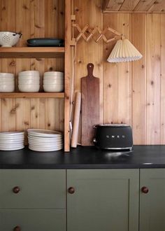 the kitchen is clean and ready to be used for dinner or desserts on the table