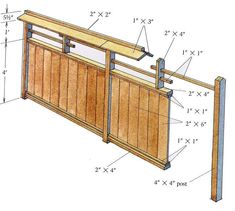 an image of a wooden fence with measurements for the top and bottom bars on it