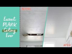 the before and after of painting a ceiling