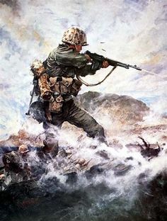 Image result for military art Japan In February, Ww1 Art, Battle Of Iwo Jima, Military Illustration, Ww2 Soldiers, Iwo Jima