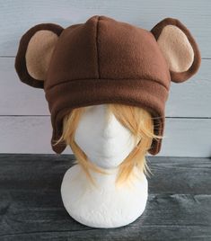 Monkey Fleece Hat Weather Costumes, Monkey Hat, Silly Clothes, Silly Hats, Funky Hats, Inner Ear, Needle Crafts, Fleece Hat, A Color