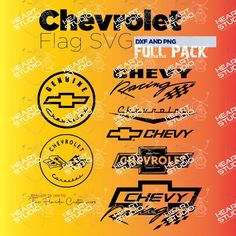 the chevrolet logo and emblems are shown in this graphic art workbook, which includes several