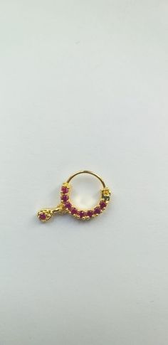 Crystal Nose Ring, Gold Nose Rings For Puja And Festive Occasions, Bohemian Gold Nose Rings For Festival, Traditional Gold Festive Nose Rings, South Asian Nose Ring, Ring With Red Stone, Bharatanatyam Nose Ring, Nose Ring Indian, Unique Nose Rings