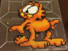 an image of garfield the cat made out of perler beads