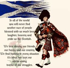 an image of a scottish man in kilts and tartan with the words scotland on it