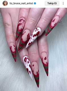 #nailsofinstagram #nails #nailart #naildesign #halloweennailart Horror Nails, Nail Art Halloween, Nails Coffin Short, Holiday Nail Designs, Diy Acrylic Nails, Edgy Nails