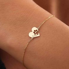 Charmed Bracelet, Dog Paw Bracelet, Paw Bracelet, Bracelet Heart, Personalized Bracelet, Cat Paw