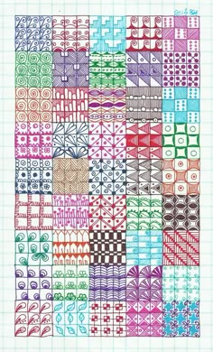 a drawing with many different colored squares on top of each other, and one is drawn in