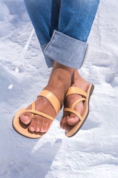 "- Super fast 1-4 days delivery to the US and Europe available at checkout! - 20% discount + FREE DHL express 3 day shipping to all European and US destinations, for all orders containg 2 or more items! Add coupon code MOREFORLESS at checkout. Greek leather sandals for men made by 100% genuine leather. Open toe, strappy leather sandals. Handcrafted in Greece. Non- slip rubber sole. Natural tan color. Please note that the color of the sandal will eventually get darker over time. Also, due the fac Leather Sandals For Men, Strappy Leather Sandals, Mens Shoes Sandals, Sandals For Men, Mens Leather Sandals, Handmade Sandals, Sandals Outfit, Greek Sandals, Natural Tan