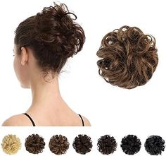 Brown Hair Messy Bun, Hair Messy Bun, Bun Extensions, Donut Bun Hairstyles, Rose Bun, Donut Bun, Curly Bun Hairstyles