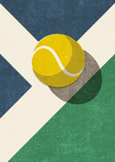 a tennis ball sitting on top of a green and white striped court with the flag of scotland in the background