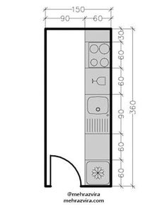 the floor plan for a kitchen with an oven and sink