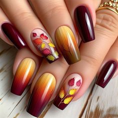 "Get ready to leaf a lasting impression with our fall nail art, featuring warm, earthy tones and playful patterns." Nail Art Fall Autumn, Art Tutorials For Beginners, Fall Leaves Nail Art, Rich Jewel Tones, Fall Nail Ideas, Simple Nail Art, Nail Art Tutorials