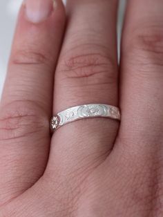 "Copy and paste into your browser, get 15% off ➔ https://bit.ly/VD15OFF The sun and moon stacking ring, this adorable ring is the perfect accessory for everyday wear. DETAILS: -Each ring is hand stamped -Ring is Sterling Silver -4mm in thickness You will receive one hand-stamped sterling silver ring filled with no enamel finish. **Every item is handmade, this means that each will be unique and may not look EXACTLY like the picture, but it will look very similar ➡ORDER PROBLEMS If there are any problems with your order please contact me, my goal is for you to be happy with your products and I will do what I can to help! ➡BULK ORDERS I gladly make bulk orders! For every bulk order of 15+, there is a special discount. The more you order, the more you save! Message me with what you have in min Rings For Sisters, Rings For Best Friends, Hand Stamped Ring, Best Friend Birthday Gift, The Sun And Moon, Celestial Sun, Birthday Gift Ring, Friend Birthday Gift, Silver Rings Simple