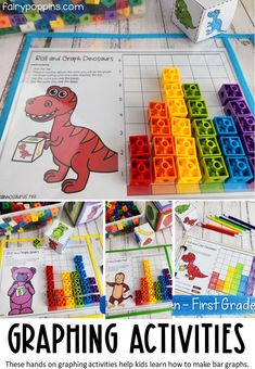 These hands on roll and graph activities help kids learn how to record data on a bar graph. #graphingactivities #bargraph #kindergartenmath #datacollection #firstgrademath #mathcenter #mathactivities #graphingworksheets Graphing Kindergarten, Graph Activities, Table Top Activities, Asd Classroom, Education Printables