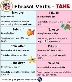 two different types of phrasal verbs with the words take over and take off