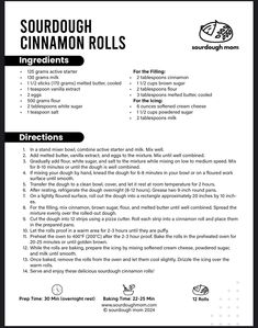 the instructions for how to make sourdough cinnamon rolls