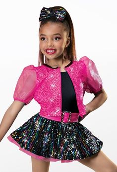 Barbie Dance Costume, Baby Ballerina Costume, Dress For Dance, Puff Sleeve Jacket, Sequin Hair, Kids Dress Boys, Jazz Costumes, Jazz Dance Costumes, Short Sleeve Jacket