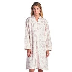 This cozy warm Zip Front Quilted Robe from Casual Nights, Exceptionally lightweight bathrobe made from poly fleece smooth to the touch fabric. Housecoat features; Long sleeves, quilted design, floral print, side seam pockets, front zip closure measures 28" inches makes the shower robe easy to wear. Measures approx. 39" from shoulder to hem. Perfect for spas, shower houses, dorms, pools, gyms, bathrooms, lounging, changing and more. Excellent Gift Idea. Size: XL.  Color: Pink.  Gender: female.  A Robes Women, Quilted Robe, Lounge Fashion, Shirt Patterns For Women, Waltz Dress, Terry Cloth Robe, Lounge Robes, Up House, Womens Robes