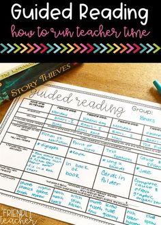 the guided reading made simple activity is shown on a table with pencils and markers