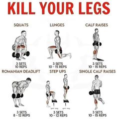 a poster with instructions on how to do the dumbbles for your leg muscles