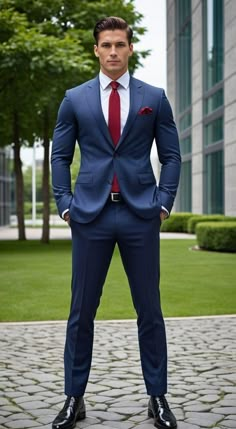 #Spellai Suit And Tie Men Wedding, Graduation Dress Men, Formal Wedding Outfit Men, Male Dress Outfits, Formal Wear Men Outfits, Korean Men In Suits, Blue Suit With Tie, Blue Suit Men Wedding, Graduation Suit Men