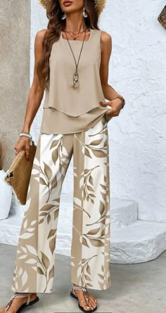 Top With Pants, 60 Fashion, Casual Summer Tops, Summer Fashion Outfits, Casual Top, Two Piece Set, Comfy Casual, Summer Top, Casual Tops