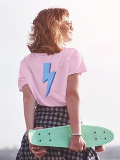 Nothing radiates more positivity than a blue lightning bolt preppy shirt! Flex this VSCO lightning crewneck to remind yourself to smile and have a good day. This trendy lightning bolt t-shirt design is perfect for any occasion. It makes a vibey gift for her, him, or yourself! Made with soft cotton and quality printing, this Bella+Canvas crewneck is sure to be a fave. It'll also keep you nice and cozy! This vsco girl t-shirt is sized in unisex so make sure you check the sizing guide to choose a fit that works best for you. In addition, this graphic tee comes in solid or heather fabric and is available as a plus size shirt up to a 3XL. If you want an oversized shirt look, I suggest you size up. Product Specifications:  *100% Airlume combed and ringspun cotton (fiber content may vary for diff Preppy Lightning Bolt, Preppy Clothing, Blue Preppy, Preppy Shirt, Whimsical Heart, Blue Lightning, Vsco Girl, Girl Shirt, Pride Shirts