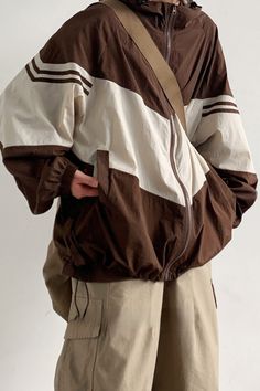 90's Brown Oversized Bomber Jacket, vintage outerwear, baseball jacket, boogzel Green Outerwear, Oversized Hooded Jacket, Harajuku Jacket, Life Reference, Hip Hop Sweatshirts, Male Clothing, Korean Streetwear, Decoration Vintage, Patchwork Jacket