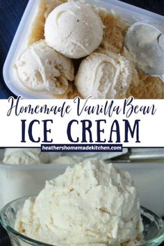 homemade vanilla ice cream in a glass bowl