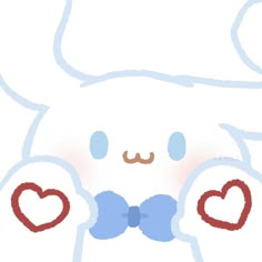 a drawing of a teddy bear wearing a bow tie and holding two heart shaped hands