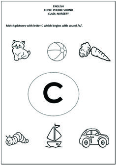 the letter c worksheet with pictures to help students learn how to read it