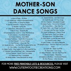 the mother - son dance songs for children and adults, with instructions on how to use them