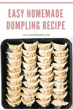 homemade dumpling recipe in a baking pan with text overlay