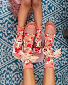 Mommy and Me Matching Strawberry Socks - Sock Candy Sock Candy, Strawberry Socks, Fancy Socks, Charm Bracelet Watch, Spring And Summer Outfits, Women Socks Fashion, Bright Outfits, Sock Outfits, Sheer Socks