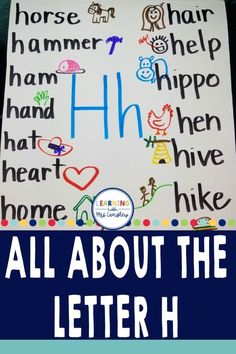 an all about the letter h poster with text overlay