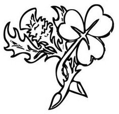 the four leaf clover is shown in this black and white drawing, it appears to be drawn