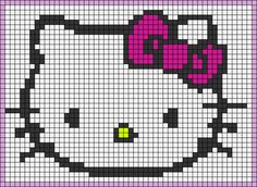 a cross stitch hello kitty pattern with pink bows