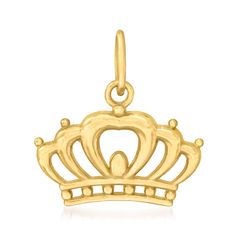 Ross-Simons - 14kt Yellow Gold Crown Pendant. This 14kt yellow gold crown pendant will serve as a stylish reminder that you, in fact, are a true queen! Single bale fits up to a 2mm chain, sold separately. A great gift for friends and family who deserve the royal treatment. 14kt yellow gold crown pendant. Male Crown, Crown Pendant, Crown Earrings, Gold Crown, Gold Jewellery Design, Pendant Design, Jewellery Design, Pendant Set, Gold Jewellery