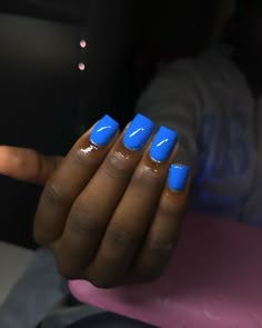 💙 feeling blue 💙 #nailtech #nailartistry #nailsnailsnails #naildesign #naildesign #nailpolish #nailfashion #nailideas #nailinstagram #nailsalon #nailstyle #longnails #nailpro #memphisnails #acrylicnails #almondnails #squarenails #nails Solid Color Manicure, Navy Blue Dip Powder Nails, Solid Blue Nails, Teal Gel Nails, Short Blue Nails, Luminary Nails, Neon Blue Nails, Pastel Blue Nails, Sky Blue Nails