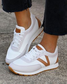 front view of tan/nude street sneakers Nude Sneakers, Tan Sneakers, Sneakers Street, Grace And Lace, Street Sneakers, Mode Casual, Love Clothing, Shoe Organizer, Fashion Sneakers