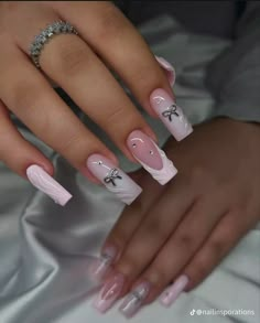 Pink Girly Nails, Paintbox Nails, Winter Nail Art Designs, Concert Nails, Girly Nails, Mickey Nails, Bow Nails, Aqua Nails, Instagram Square