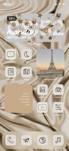 an image of a phone screen with the eiffel tower in the background